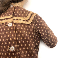 Wonderful 19th C Primitive Cloth Doll with Pencil Drawn Face and Real Hair