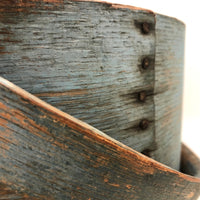 Stunning Antique Bentwood Handle Wooden Pantry Box in Blue Paint