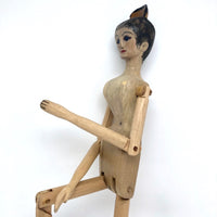 Carved, Jointed Wooden Ballerina Mannequin, Signed