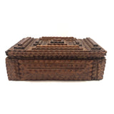 Vintage Chip Carved Tramp Art Box with Hinged Lid
