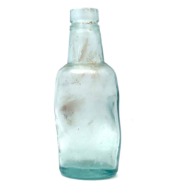 Melted c. 1920 Pale Aqua Tournades Kitchen Bouquet Bottle (With Perfect Hand Grip)