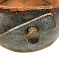 Stunning Antique Bentwood Handle Wooden Pantry Box in Blue Paint