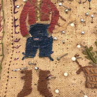 Charming Antique Embroidery on Linen Pin Cushion