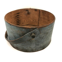 Stunning Antique Bentwood Handle Wooden Pantry Box in Blue Paint