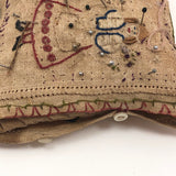 Charming Antique Embroidery on Linen Pin Cushion