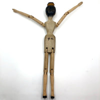Carved, Jointed Wooden Ballerina Mannequin, Signed