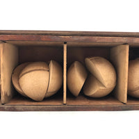 Antique Sections of a Sphere Wooden Blocks Set in Finger Jointed Slide Top Box