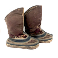 Well Worn Antique Tibetan Felted Wool and Hide Jhaalaam Boots