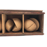 Antique Sections of a Sphere Wooden Blocks Set in Finger Jointed Slide Top Box