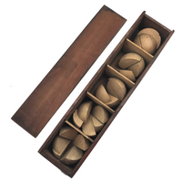 Antique Sections of a Sphere Wooden Blocks Set in Finger Jointed Slide Top Box