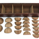 Antique Sections of a Sphere Wooden Blocks Set in Finger Jointed Slide Top Box