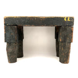 Wonderfully Sculptural Primitive Green Painted Wooden Stool