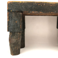 Wonderfully Sculptural Primitive Green Painted Wooden Stool