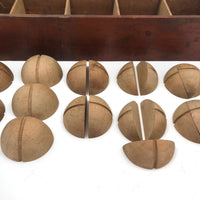 Antique Sections of a Sphere Wooden Blocks Set in Finger Jointed Slide Top Box