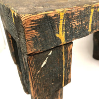 Wonderfully Sculptural Primitive Green Painted Wooden Stool