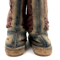 Well Worn Antique Tibetan Felted Wool and Hide Jhaalaam Boots