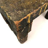 Wonderfully Sculptural Primitive Green Painted Wooden Stool