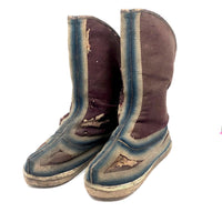 Well Worn Antique Tibetan Felted Wool and Hide Jhaalaam Boots