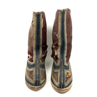Well Worn Antique Tibetan Felted Wool and Hide Jhaalaam Boots