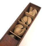 Antique Sections of a Sphere Wooden Blocks Set in Finger Jointed Slide Top Box