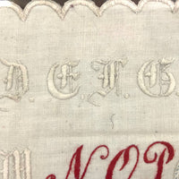 Antique Embroidered 1818 Alphabet Sampler, with Attribution, in Adirondack Frame