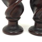 Gorgeous Antique Mahogany Flame Shaped Finials