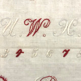 Antique Embroidered 1818 Alphabet Sampler, with Attribution, in Adirondack Frame
