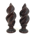 Gorgeous Antique Mahogany Flame Shaped Finials