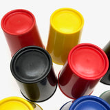 Colorful Vintage Hard Plastic Cups in Cardboard Sleeve
