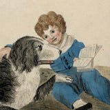 Fine Mid-1880s British Watercolor of Boy and His Beloved Dog