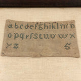 Very Sweet Small Early Alphabet Sampler in Lovely Old Frame
