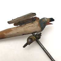 Carved, Painted Antique Mechanical Bird