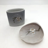 Bing & Grondahl Denmark Porcelain Ashtray and Cigarette Holder with Blossom on Branch - A Set