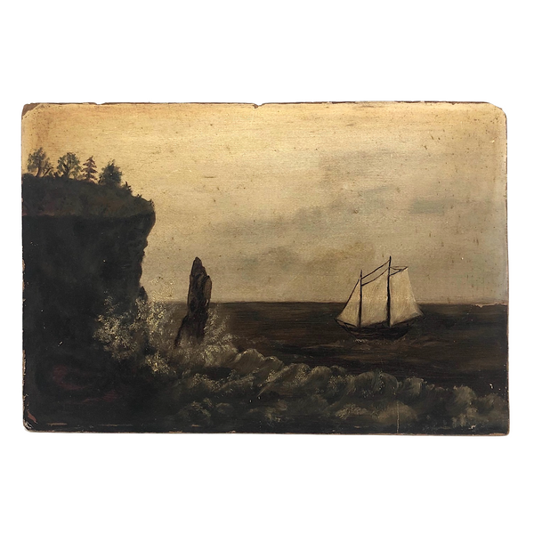 Moody 19th Century Oil Seascape on Windor & Newton Board
