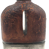 Antique Leather and Silver-plate Glass Flask