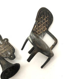 Collection of Old Metal Charms in Treen Hive-Shaped Bank