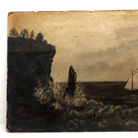 Moody 19th Century Oil Seascape on Windor & Newton Board