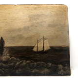 Moody 19th Century Oil Seascape on Windor & Newton Board