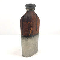 Antique Leather and Silver-plate Glass Flask