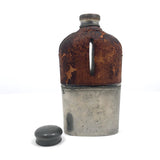 Antique Leather and Silver-plate Glass Flask