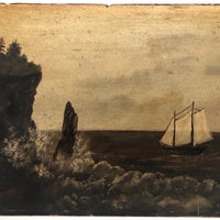Moody 19th Century Oil Seascape on Windor & Newton Board
