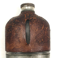 Antique Leather and Silver-plate Glass Flask