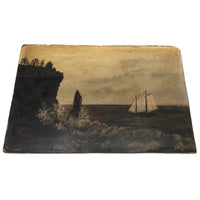 Moody 19th Century Oil Seascape on Windor & Newton Board