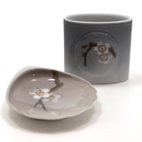Bing & Grondahl Denmark Porcelain Ashtray and Cigarette Holder with Blossom on Branch - A Set
