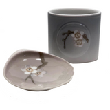 Bing & Grondahl Denmark Porcelain Ashtray and Cigarette Holder with Blossom on Branch - A Set