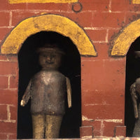 Wonderful Antique Painted Tin House with Carved, Spinning Couple