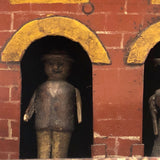 Wonderful Antique Painted Tin House with Carved, Spinning Couple