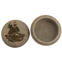 Soapstone Lidded Box with Ice Fishing Figure
