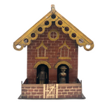 Wonderful Antique Painted Tin House with Carved, Spinning Couple