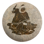 Soapstone Lidded Box with Ice Fishing Figure